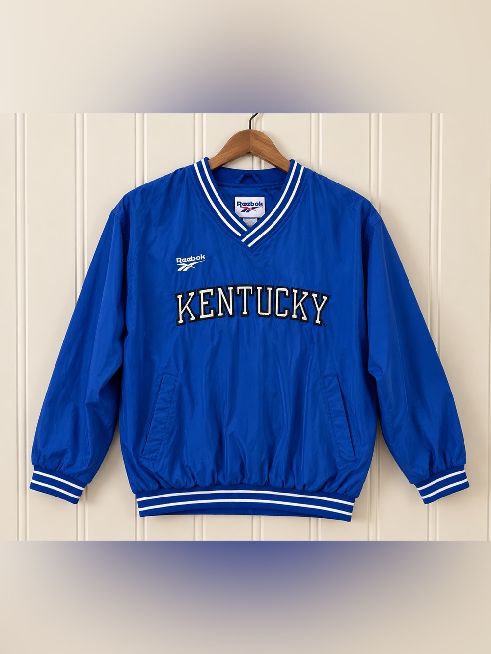 Vintage Reebok Kentucky Wildcats UK Pullover Jacket Large Blue Lined 90s